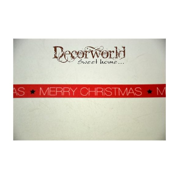 Dekorszalag "Merry Christmass" felirattal 15mm x 10m - Piros