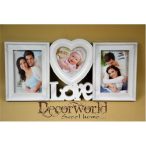 Képkeret 3 fotó 42x19cm fehér, műanyag