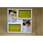 Képkeret 4 fotó 27x27cm fehér, műanyag