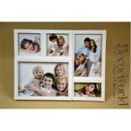 Képkeret 5 fotó 29x22cm fehér, műanyag
