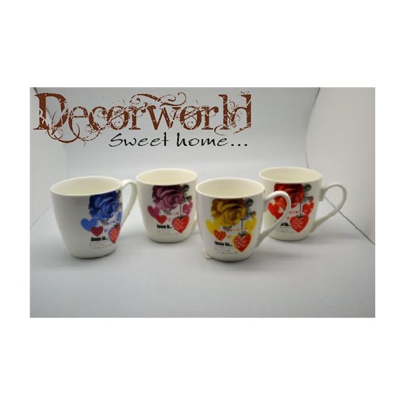 Bögre Óriás 470ml rózsás-szíves