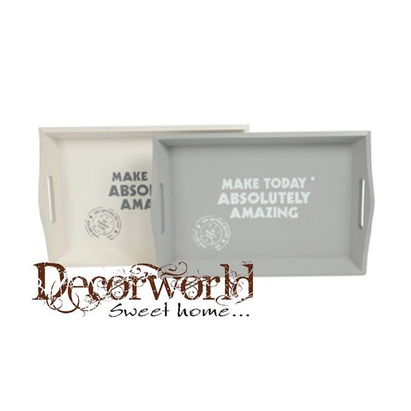 Dekor tálca feliratos 39x26x5,5cm 2 féle