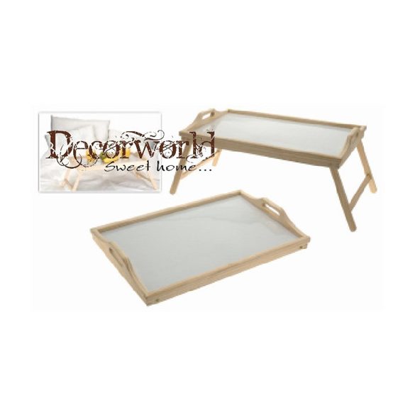 REGGELIZÖTÁLCA KINYITHATÓ LÁBBAL 50x30x24 CM FEHÉR