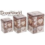 Fémdoboz fa szíves 11x11x15cm