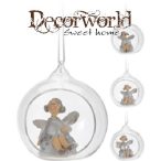 Angyalka függő üveggömben 85x75x100 mm - 4 féle