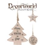   FÜGGŐDÍSZ NATUR FÁBÓL KARÁCSONYI FELIRATOS 13X1X15CM, s/ 1 db