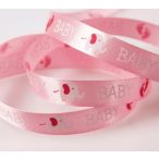   "BABY" FELIRATOS SZATÉN SZALAG 12MM X 20M - RÓZSASZÍN