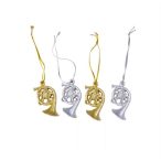 Karácsonyfadísz kürt7,5 cm akasztható - Arany/ezüst S/4