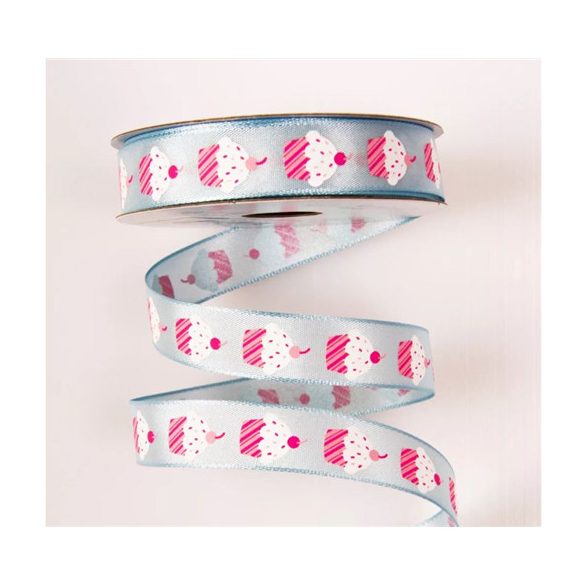 Muffinos szatén szalag 16mm x 6.4m - Kék