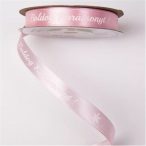   Szatén szalag 12mm/20m "Boldog Karácsonyt!" feliratos - Púder/fehér