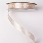   Szatén szalag 12mm/20m "Boldog Karácsonyt!" feliratos - Pezsgő/fehér