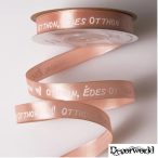   "OTTHON, ÉDES OTTHON" FELIRATOS SZATÉN SZALAG 12MM X 20M - PÚDER BÉZS