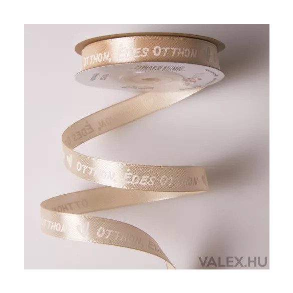 "OTTHON, ÉDES OTTHON" FELIRATOS SZATÉN SZALAG 12MM X 20M - PEZSGŐ
