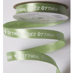   "OTTHON, ÉDES OTTHON" FELIRATOS SZATÉN SZALAG 12MM X 20M - ZSÁLYAZÖLD