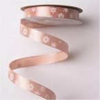 Szatén szalag Hópelyhes 12mm x 20m  - Púder bézs