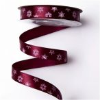 Szatén szalag Hópelyhes 12mm x 20m  - Burgundi