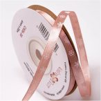 Szatén szalag 6mm x 20m Hópelyhes - Púder bézs