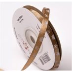 Szatén szalag 6mm x 20m Hópelyhes - Aranybarna
