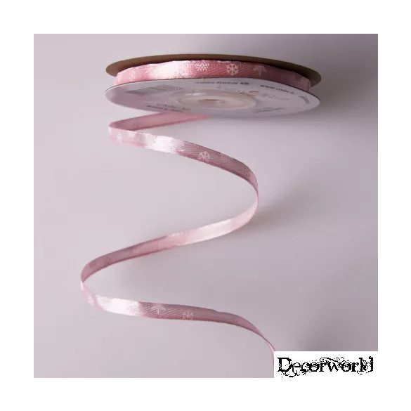 Szatén szalag 6mm x 20m Hópelyhes - Púder