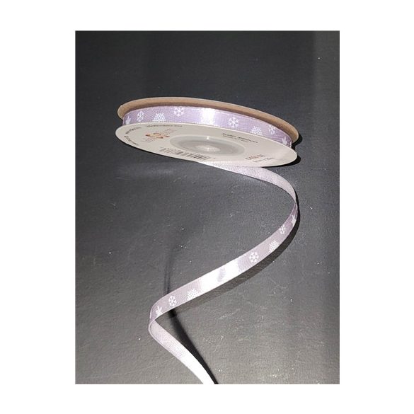 Szatén szalag 6mm x 20m Hópelyhes - Halván llila