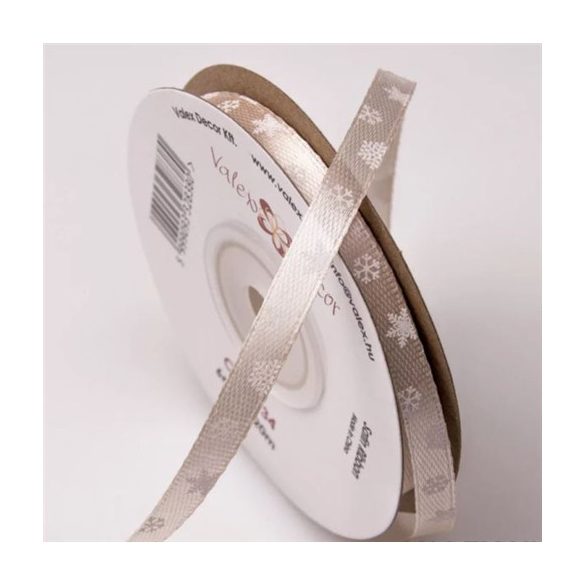Szatén szalag 6mm x 20m Hópelyhes - Pezsgő