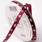 Szatén szalag 6mm x 20m Hópelyhes - Bordó