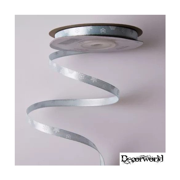 Szatén szalag 6mm x 20m Hópelyhes - Kékes szürke