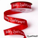   Szatén szalag "Boldog Születésnapot!" feliratos 20mm/20m - Piros