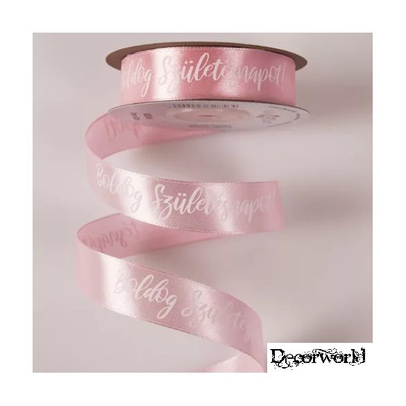 Szatén szalag "Boldog Születésnapot!" feliratos 20mm/20m - Púder