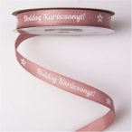   Ripsz szalag 12mm x 20m "Boldog Karácsonyt!" feliratos - Púder