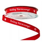  Ripsz szalag 12mm x 20m "Boldog Karácsonyt!" feliratos - Piros