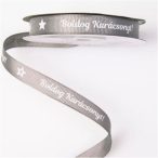   Ripsz szalag 12mm x 20m "Boldog Karácsonyt!" feliratos - Szürke