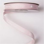   Ripsz szalag 12mm x 20m "Boldog Karácsonyt!" feliratos - Halvány rózsaszín