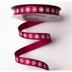 Ripsz szalag 12mm x 20m "Hópelyhes" - Burgundi