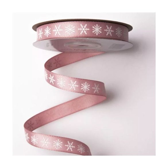 Ripsz szalag 12mm x 20m "Hópelyhes" - Púder
