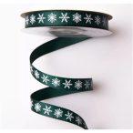   Ripsz szalag 12mm x 20m "Hópelyhes" - Sötétzöld