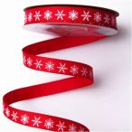 Ripsz szalag 12mm x 20m "Hópelyhes" - Piros