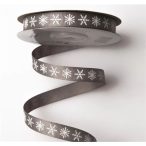 Ripsz szalag 12mm x 20m "Hópelyhes" - Szürke