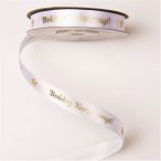   Szatén szalag 12mm x 20m "Boldog Karácsonyt!" feliratos - Fehér/Arany