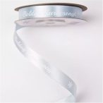   Szatén szalag 12mm/20m "Boldog Karácsonyt!" feliratos - Kékes szürke/fehér