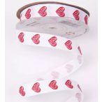 Ripsz szalag szívecske mintás 16 mm x 20 m - Fehér