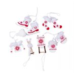   Karácsonyfadísz szőrmés akasztható 3,2x7,5 cm, 3,5x4,5 cm - Fehér S/6