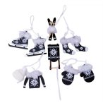 Fa síléc szőrmés akasztható 6x15 cm - Fekete