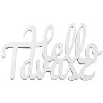   Fa felirat  "Helló Tavasz"  10x5,5 cm - Fehér S/3DB