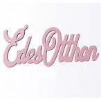   Fa tábla festett "Édes otthon" felirattal 10 x 5cm S/4db - Rózsaszín