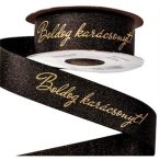   Szatén szalag csillogó "Boldog karácsonyt" feliratos 25mm x 10m - Fekete