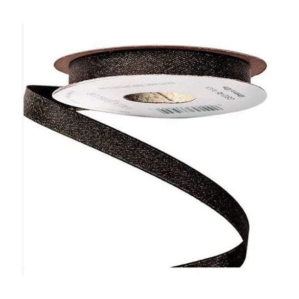 Szatén szalag csillogó 10mm x 10m - Fekete