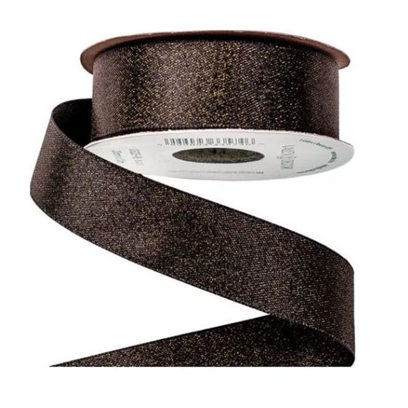 Szatén szalag csillogó 25mm x 10m - Fekete