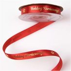   Szatén szalag 12mm x 20m "Boldog Karácsonyt!" feliratos - Piros/Arany