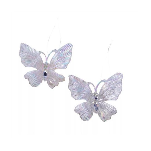 Pillangó kövekkel akasztható 11,5x18,5 cm - Fehér S/2